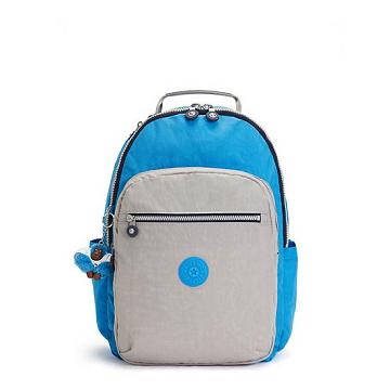 Kipling Seoul Large 15" Backpack Laptopväska Blå Grå | SE 1570FD